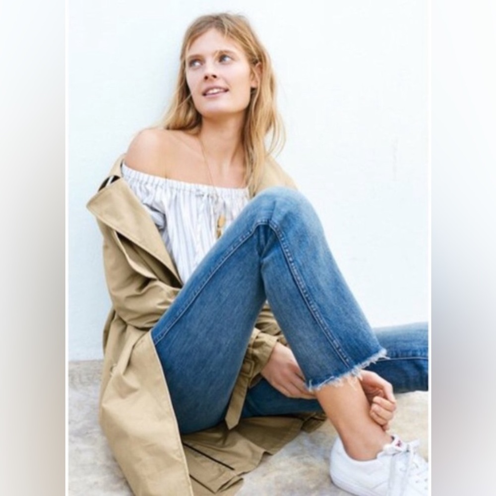 Madewell Striped Off The Shoulder Top M